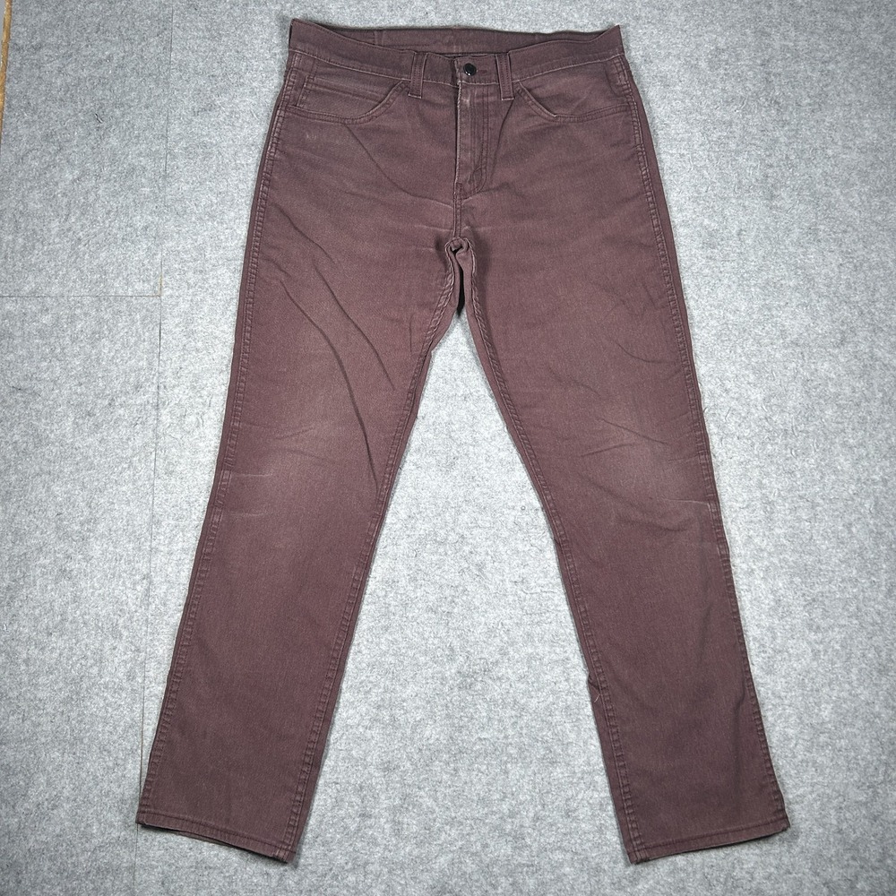 Levi's 511 Denim Jeans Mens 34x32 Burgundy / Maroon Slim Fit Stretch Five Pocket